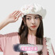 Hetong Fashionable Versatile Beret Women's Cute Personalized Bow Painter Hat Retro Showing Face Street Photo Concave Shape Hat Pink One Size