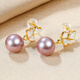 Queen of Pearl Nine Purple Lihuo 9-10mm silver inlaid freshwater pearl earrings earrings female birthday gift female