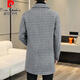Pierre Cardin Herren Wollmantel kariert Winter High-End Nizi Windjacke Mittellanger Wollmantel im britischen Stil 1005 schwarz Baumwolle Stil XL