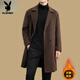 Playboy (PLAYBOY) woolen coat men's medium-length cashmere coat for young and middle-aged men's windbreaker thickened high-end woolen coat winter black (plus cotton) thick XL 180 (recommended 140Jin Jin equals 0.5kg -155Jin Jin equals 0.5kg)