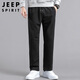 JEEP SPIRIT Jeep pants men's autumn and winter Korean style casual pants men's loose straight wide-leg pants men's black XL