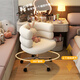 OUJI Internet celebrity BOBO bedroom computer chair home dressing table stool girls cute backrest lifting makeup chair leisure chair off-white roller model spray-coated steel feet steel feet fixed armrests