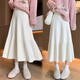 Yijian knitted pleated skirt for women in autumn and winter, small, high-waisted, slim, mid-length, a-line umbrella skirt, long skirt, versatile knitted pleated skirt, off-white - one size fits all (recommended 80-120 Jin Jin equals 0.5 kg)
