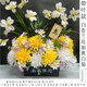 Jingga grave-sweeping fake flowers go to the grave and sweep the graves in front of the gravestones silk flowers fake flowers Qingming Festival sacrificial flowers plastic simulated chrysanthemum bouquet display basket_with leaves_white freesia plus yellow and white chrysanthemum plus white purple_height 55 cm wide 60