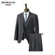 Fat Brother Plus Size Men's Suit Suit Men's Vertical Stripe Suit Three-piece Wedding Groom's Suit Plus Fat Oversize Formal Suit Black Vertical Stripe 4XL (220-240Jin Jin is equal to 0.5 kg)