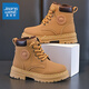 Jeanswest boys' velvet warm Martin boots children's winter cotton shoes girls' short boots British style C1A030 khaki 36