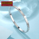 Centenary Baojinxiang new pt950 platinum bracelet for women broken ice platinum oval open concubine bracelet plain circle Chinese Valentine's Day gift perfect circle 54 width 2.4mm weight 6.3-6.5 grams