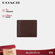COACH brand direct supply men's short folding cow leather wallet dark brown CR911