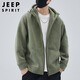 JEEP SPIRIT Jeep Polar Fleece Hooded Jacket Men's Autumn and Winter Cardigan Sweater Jacket Men's Thickened Top Bean Green XL