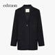 Edition woolen coat for women 2025 winter new woolen silhouette retro female gentleman suit jacket dark floral gray L