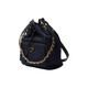 PRADA Enamel Metal Triangle Logo Drawstring Closure Fabric Bucket Bag Crossbody Hand Shoulder Bag Women's Blue Basic Pack (Bag + Dust Bag)