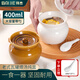 Baijie stew pot with spoon, small earthenware pot, ceramic bowl, lard pot, water-proof bird's nest steaming soup pot, steamed egg bowl with lid, white 400ml