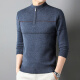 Meishenfu middle-aged men's winter sweater dad's pullover half turtleneck thickened warm winter top knitted sweater long-sleeved men's upper blue 165m