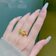 BXE Gold 9999 Bow Ring Fugitive Princess Live Ring Holiday Gift for Girlfriend or Wife Gold Bow Ring 1.12g