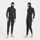 Winter swimming swimsuit cold-proof gelcoat 3MM hooded wetsuit one-piece thickened swimming long-sleeved surfing wetsuit + diving socks black hooded wetsuit S one size