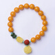Buhesyt Natural Beeswax Bracelet Women's Peony DIY Pixiu Jade Raw Mineral Amber Chicken Oil Yellow Bracelet Nanhong Original Bead Diameter 10MM+ Bracelet (Fashionable and Elegant)