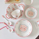 Persson (CERAMICS) Cute Cartoon Very Good-looking Rice Bowl 2025 New Tableware Set for Two Persons Cute Pig Two Bowls and Two Spoons