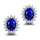 Yuanzu sapphire ring GIXI Princess Diana model opening adjustable tanzanite colored treasure female live ring opening adjustable blue diamond earrings white gold