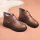 Pull-back mother's shoes plus velvet, middle-aged winter cotton shoes for the elderly, non-slip and warm, middle-aged and elderly leather shoes, women's short boots 1760 brown 37
