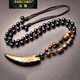 Farcoko brand obsidian wolf tooth necklace men's crystal jewelry wild charm birthday gift for friends high-end light luxury Bingyao large wolf tooth pendant + agate bead chain
