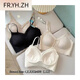 FR.YH.ZH Feng Zhixin 6173 latex thick cup small breasts gathered to show a large and beautiful back strapless female lace V-neck suspender vest black uniform size