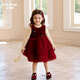 Om Bear Girls Dress 2025 New Baby Girl Party Birthday One-Year-Old Dress Children's Autumn and Winter Princess Dress Red Skirt 90 90cm
