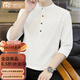 Modal three-quarter sleeve stand collar short-sleeved T-shirt men's summer henley collar half-sleeved polo shirt pure cotton three-quarter sleeve top 1899 white XL 120-140Jin Jin equals 0.5 kg