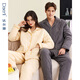 Darli three-layer thickened quilted couple's pajamas autumn and winter warm air cotton quilted thick men's and women's home wear long sleeves T9247102-057-grey male 3XL