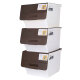 Camellia plastic clothing storage box quilt organizer box 34L coffee color 3 pack