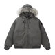 7 high-quality American retro cotton jackets for men in autumn and winter trendy brand jackets with detachable fur collar, thickened warm and loose couple jackets KNFS-N413 gray XL