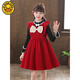 G.duck Girls Dress 2026 Autumn and Winter New Medium and Large Children's Sweater Thickened Two-piece Skirt Western Style Princess Dress Velvet Tank Top + Sweater Two-piece Set Including Hairpins 110 cm Suitable for 100-110cm Age 4-5 Years Old Recommended