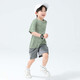 Zuoxi boys summer suit 2025 new children's quick-drying sports basketball uniform short-sleeved T-shirt two-piece set green 150
