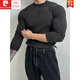 Pierre Cardin Henry collar long-sleeved sweater men's spring new American high-end muscular men's fitness all-match slim T-shirt Brown M 100Jin Jin is equal to 0.5 kg within