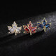 Jiemo Light Luxury Maple Leaf Brooch Men's Corsage Suit Pin Crystal Badge Simple and Attractive Pin Collar Pin Accessories c1 Red