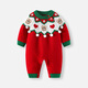 BORBOON B baby plus velvet knitted sweater baby boy jumpsuit autumn and winter small month old New Year's greetings clothes romper winter clothes for women red 7633 80cm