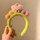 Plush Bear Face Wash Headband Women's High Head Pressure Hair Mask Special Headband Hair Accessories 2025 Winter New Style Rose Red