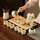 Home Relaxation Beige Ru Kiln Tea Set Home Light Luxury Lazy Tea Making Artifact Automatic Teapot Rotating Water Discharge 9-piece Set
