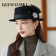 GEFWEIMKL merino wool hat women's autumn and winter new fashion versatile Hepburn style wool fisherman hat flat top ladies hat off-white M (56-58cm)