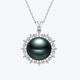 Meluxe 18K gold seawater pearl pendant Tahitian black pearl pendant bustling series birthday gift for wife malachite green 14-14.5mm + diamond 0.26ct