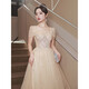 Maxbeth champagne color dress women's banquet evening dress 2025 new adult ceremony petite birthday niche high-end art test skirt champagne color mid-length M