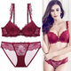 Victoria Palace Sexy Bra Set Red Bra Underwear Small Breast Gathering Lace Adjustable Breast Reducing Bra Set Burgundy 38/85C