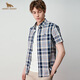 HENRY GRANT Henry Grant 2025 spring and summer short-sleeved British casual shirt men's short-sleeved khaki blue plaid shirt Khaki (QTC242130U311) 46 (170/88A)