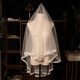 Veil main wedding dress super fairy style photo studio shooting props double layer white simple bridal wedding lace headdress white lace lace veil single layer about 1.4 meters 1 piece