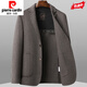 皮尔卡丹（pierre cardin）秋冬季双面呢西装男商务休闲爸爸装外套绵羊毛呢子西服新品 浅咖色 常.规不加内胆 4XL 建议175-190斤