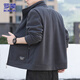 ROMON jacket men's autumn and winter jacket men's casual fleece jacket trendy polar fleece top men's dark gray XL