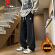 皮尔卡丹（pierre cardin）初高中学生男孩春秋季新款青少年加绒加厚大童直筒运动休闲长裤子 JR753深灰(款) 加绒 XL (约115-130斤可穿)