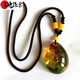 Junpo Natural Real Insect Colorful Amber Water Drop Pendant Scorpion Butterfly Sweater Chain Men's and Women's Accessories Spider Raw Stone Gift Colorful Scorpion Double-sided Rope Style
