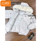 Cotton large fur collar parka cotton jacket for women in autumn and winter new style small cotton jacket loose down jacket down jacket cotton jacket Feng 516 white gray high quality M 105-120Jin Jin equals 0.5 kg