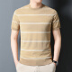 Shemulian (SHEMULIAN) high-end light luxury round neck knitted short-sleeved shirt for men summer fashion striped half-sleeved top 2024 new casual thin white 165/S suitable for 105-120Jin [Jin equals 0.5 kg]