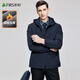 Shanshan (FIRS) Silver Fox Velvet Windproof Hooded Jacket Men's 2025 Autumn New Anti-wrinkle Plus Velvet Business Executive Commuting Jacket N Navy Velvet FT1314TM560 L (175)